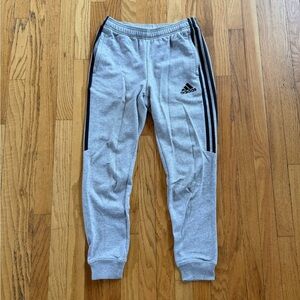 Adidas Women’s Gray Jogger Sweatpants with Black Stripes